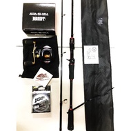 SKYGITZ MALAYSIA HUNTER STEEL ROD COMBO AWASHIMA BEAST BC REEL, LEFT GOLD