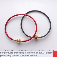 LP-8 New🆚Thin Women's Bracelet Wrist Chain Red Rope Applicable to Chow Tai Fook Gold Leather Rope Small Hole Hard Pure G