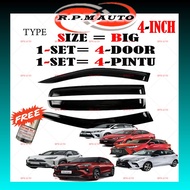 (4 Pcs) Air Press Yaris Window Car Window Yaris RS Door Visor Mugen car Window forehead toyota Yaris