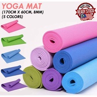 (READY STOCK) 8MM Yoga Mat NBR Non-Slip Mat (170cm x 61cm x 8mm) Aerobic Home Workout GYM Fitness Sl