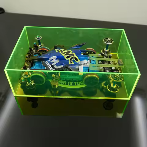 Transparent fluorescent green Acrylic Box for MINI 4WD Tamiya car Dimension Checker to check oversiz