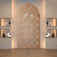 Mihrab mushola rumah minimalis dekorasi dinding kaligrafi