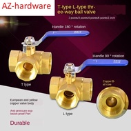 ❥1/2 IN copper three way ball valve T type L type 1/4IN 3/8IN 3/4 IN 1 IN inner wire valve switc ☌➳