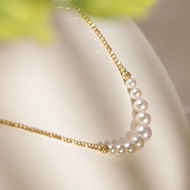 Shining laser akoya gradient imitation pearl necklace necklace light luxury fashion high-end tempera