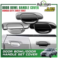 Door Bowl Handle Cover Honda City 2003 - 2007 Protector Guard Chrome Carbon Black Accessories