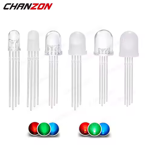 5mm 8mm 10mm Led Diode RGB Light Emitting 4 Pin Common Anode Cathode Tricolor Multicolor Clear Diffu