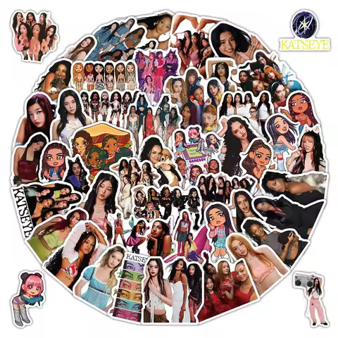 50 Pcs KATSEYE Themed Stickers Fashion Celebrity Decals for Electronic Devices & Travel Bags Recordi