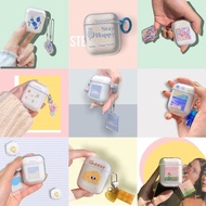 A4S117 AirPods case With Clear Rubber Screen + Key Chain For (i9s I11 12) Gen1 2 Pro 3 Earphone