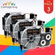 XR-12BKG 3PCS for Casio Tapes XR 12BKG XR12BKG Gold on Black 12mm 1/2" Label Ribbon for KL-120 KL-430 KL-60 KL-7400 Label Print