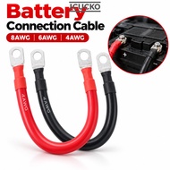 ICUCKO 1Pcs Battery Connection Cable, 4AWG 6AWG 8AWG Soft Silicone Battery Connection Wire, 600V Tin