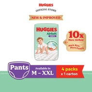 [Bundle of 4] HUGGIES AirSoft Pants M46/L36/XL30/XXL24 - Breathable and Soft Premium Diapers for Bab