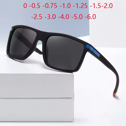 Outdoor Sport Square Myopia Lens Prescription Sunglasses Men Polarized Driving Anti-Glare Myopes Lun