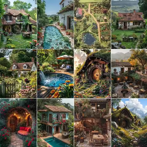 Modern Paint By Numbers For Adults Coloring By Numbers Village House Landscape Home Decors Gift Pict