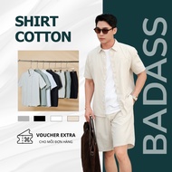 Men's Shirts, Shorts short sleeve Basic Cotton Regular Fit Embroidered Logo Chest Cool Summer - SHNT