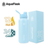 AquaFlask 32oz Powder Blue Wide Mouth with Cap Lid Insulated Drinking Water Bottle bottle tumbler
