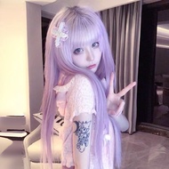 Purple Wig Female Long Straight Hair Layered Full Headgear Universal cos Dopamine y2k Cute Daily Tre