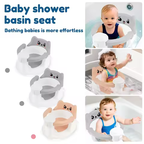 Baby Bath Seat Cute Baby Bathtub Chair with 4 Nonslip Suction Cup and Drainage Hole Portable Infant 
