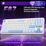 AULA F87 F87pro Grey Wood Switch V4 87Keys Customized Tri-Mode Mechanical Keyboard RGB Hot-Swap Wire