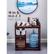 Huali Solid Wood Mobile Tea Cabinet with Kettle Integrated Tea Set for Home Use Tea Table Tea Desk T