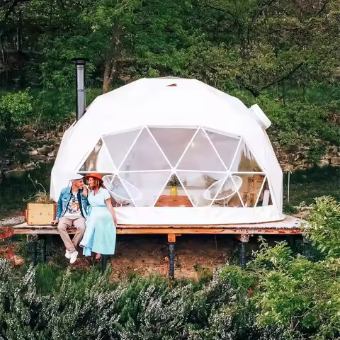 Camping Dome Tent Eco-friendly Transparent White Glass PVC Geodesic Dome Tent Outdoor Tent With Bath