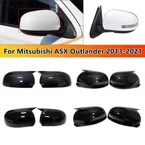 For Mitsubishi ASX Outlander 2013-2021 Car Rearview OX Horn Side Mirror Cover Wing Cap Exterior Door