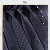 Black Series Zip Tie 8CM Gentlemen Neck Tie Smart Business Neck Tie Black Color Plain 48cm x8cm