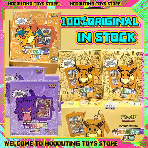 In Stock 100%Original Ptcg Chinese Cards Game Eevee 6.0 Card Charizard 7.0 Card Gengar 8.0 Card Disp