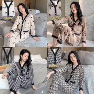 Korean Luxury Sleepwear Long Sleeve Challis Pajama Walcotta Fabric Sleepwear Pajama Set For Women