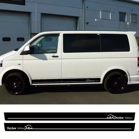 2Pcs Car Door Side Stickers For Volkswagen Multivan Transporter Caravelle T5 T6 Vinyl Decals Outdoor