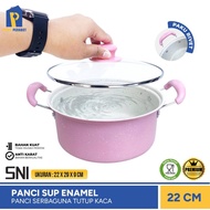 22 Cm Glass Lid Colored Soup Pot Multipurpose Cooking Pot