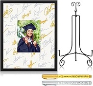 Menkxi 11 x 14 Inch Signature Board Picture Frame Wedding Signature Picture Frame with 5 x 7 Inch Mat and Black Iron Display Stand Autograph Photo Mat with Frame for Wedding Birthday Graduation