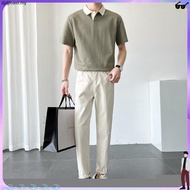 【Ready Stock】Men's T shirt Short Sleeve Korean style Slim Fit collar t shirt men casual polo shirt b