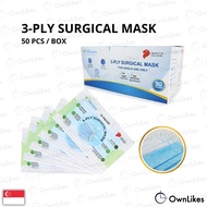 🔥[SG READY STOCK] | 50 PCS/BOX | 3 Ply Disposable Surgical Face Masks | Black Blue White | Made in Singapore