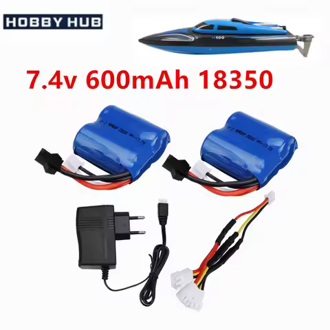 18350 7.4V 600mah Li-ion Battery and USB Chager for H100 H102 S1 S2 S3 S4 S5 High Speed RC Racing Bo