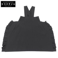 二手 Comme des Garçons 側邊荷葉邊背帶裙，狀況極佳，女款黑色，小號 (AD2019 RD-A009)。