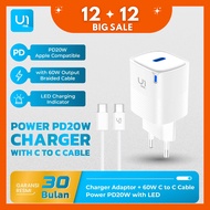 U1me. 20W EU Fast Charging Type-C Power Charger + Type-C to Type C Fast Charging Cable 60W Braided 1