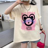 TUSHIT Store 2024 New Summer Printed T Children's Short-Sleeved Cotton T-Shirt for Girls in Malaysia