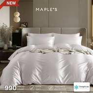 MAPLES ผ้าปูไม่รัดมุม 990เส้น Flat Sheet กันไรฝุ่น รุ่น Cooling สำหรับเตียงสูง6-14นิ้ว