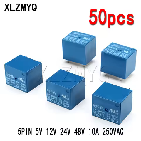 50PCS Mini 5 Pins SRD-05VDC-SL-C SRD-12VDC-SL-C SRD-24VDC-SL-C Relais Rele Relay 10A 5V 12V 24V DC S