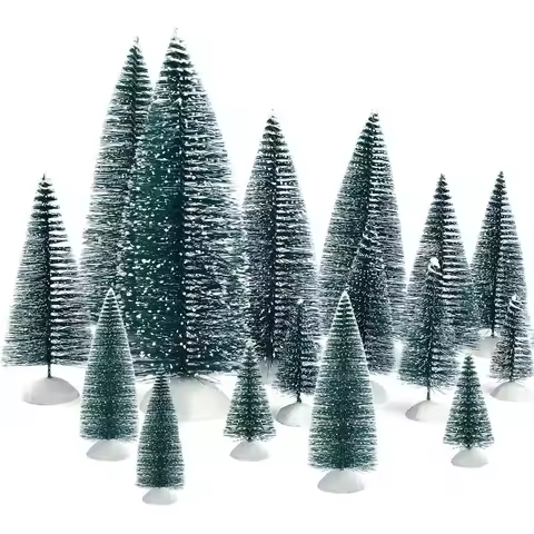 KUUQA 46Pcs Mini Christmas Trees Bottle Brush Trees