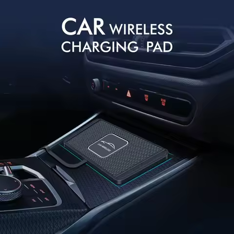 15W Qi Wireless Car Charger Pad with USB Compatible with iPhone 16/15/14/13/12/11, Samsung and All Q