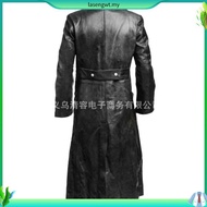 MEN'S GERMAN CLASSIC WW2 MILITARY UNIFORM OFFICER BLACK LEATHER TRENCH COAT