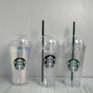 Starbucks Tumbler Straw Cup Cold Cup Plastic Cup Reusable Transparent 473/710ml Plastic Water Cup (473ml/710ml)