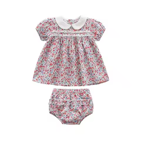 Baby Girls Outfits Floral Clothes Summer Cotton Short Sleeve Shirt Shorts Suits Sweet PrincessTop+Tr