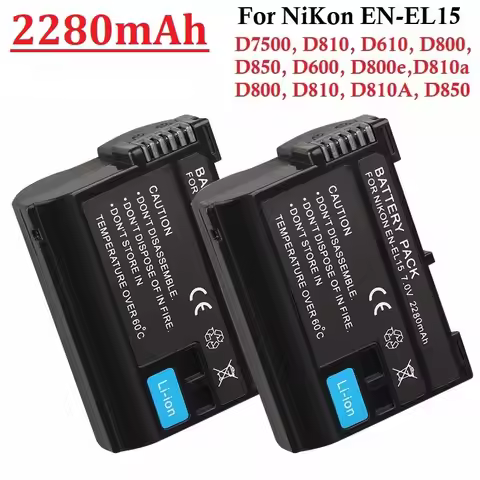 2280mAh EN-EL15 ENEL15 EN EL15 CAMERA BATTERY FOR Nikon Z5,Z6,Z7,D7100,D7200,D7500,D850,D750,D7500,D