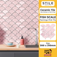 [REAL TILE]10PCS FISHSCALE FLAMINGO PINK MOSAIC TILES /MOZEK/CERAMIC TILES/MOZEK DAPUR/TILE/MOZEK CE