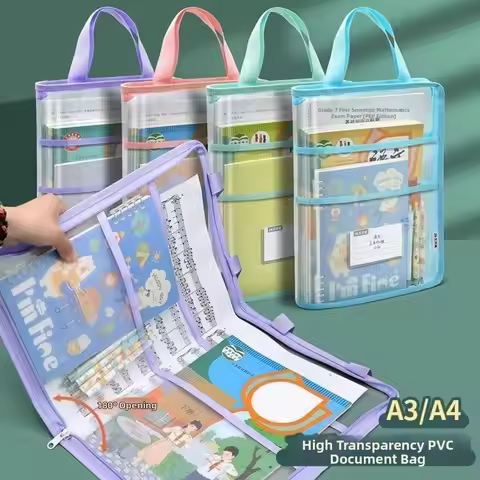 Visible Test Paper Storage Bag A3 Large Large Capacity Transparent A4 Handbag Thickened Waterproof K