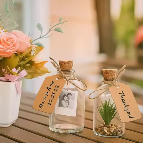 12/24Sets Mini Glass Bottles Wedding Decorations Favours Glass Bottles With Cork Lids Kitchen Decora