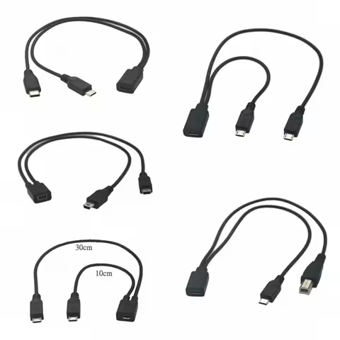 Type-c USB 3.1 / Micro USB 1 Female to Micro/Mini USB Type-c Type B Male Y Splitter Charge Extension