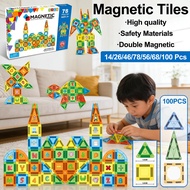 Kids Magnetic Tiles Magnetic Building Blocks Colorful Double Magnetic Force Window Tiles Educational